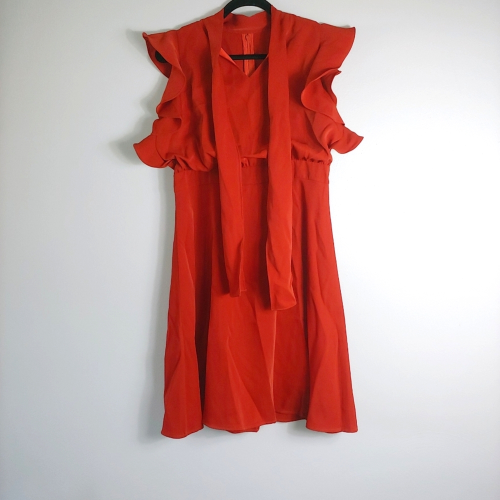 XL NWT Alaroo Red Retro Ruffle Sleeve Dress